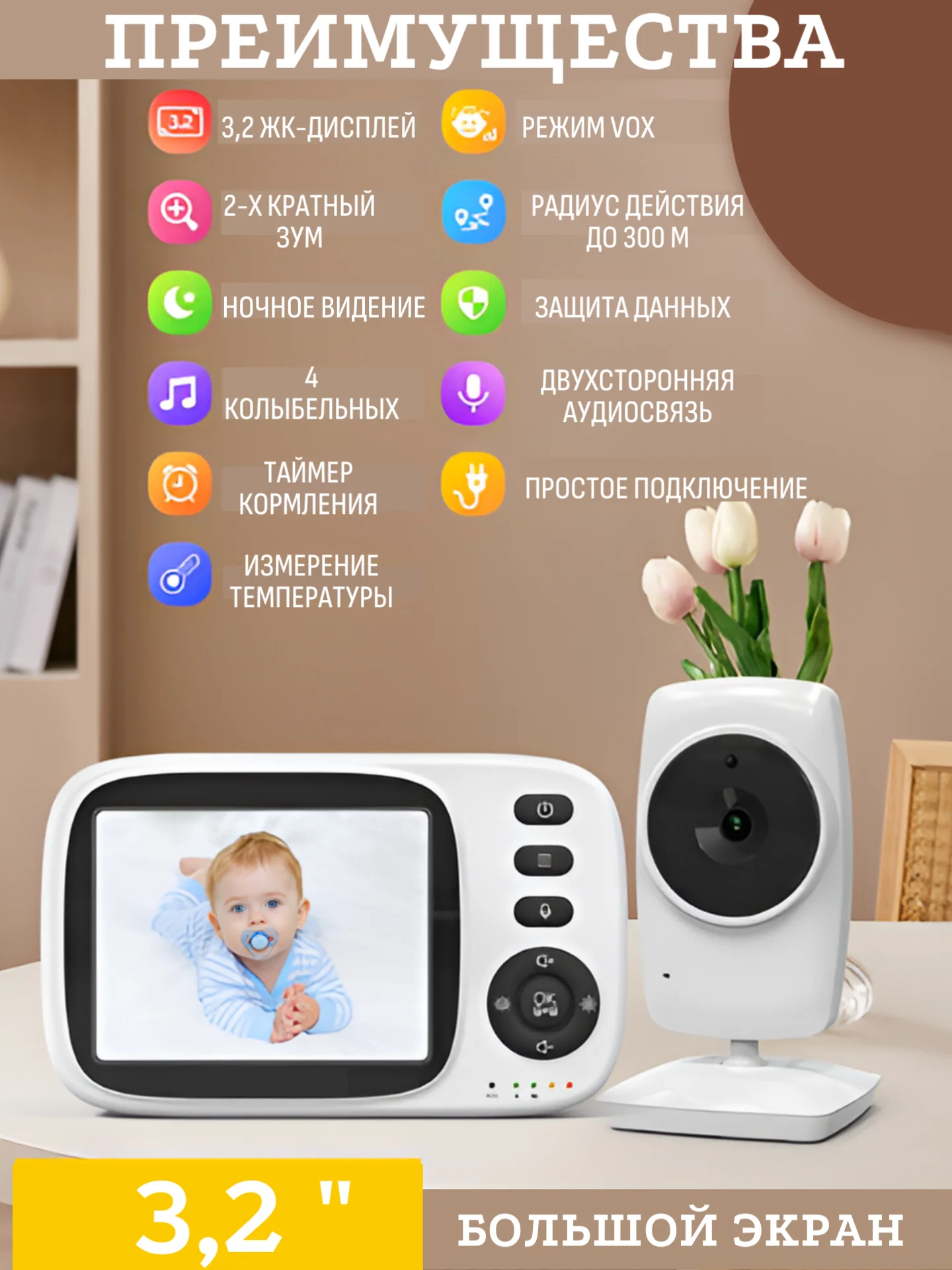 Видеоняня цифровая беспроводная с монитором VB603