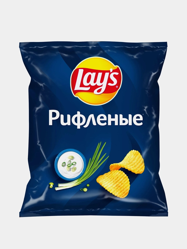 Картофельные чипсы Lays Рифленые, со вкусом Сметаны и Лука, 70г
