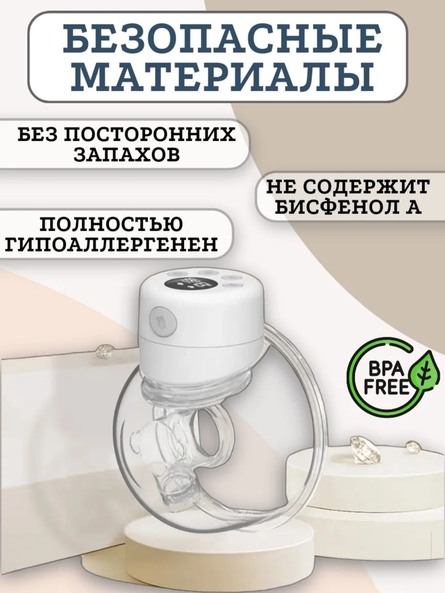 Молокоотсос электрический беспроводной двухфазный двойной, ЖК дисплей, свободные руки