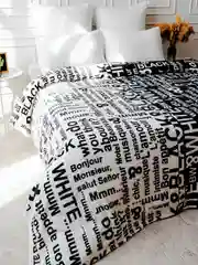 Плед 150х200, 200х220 Павлина Black&White, черно-белый
