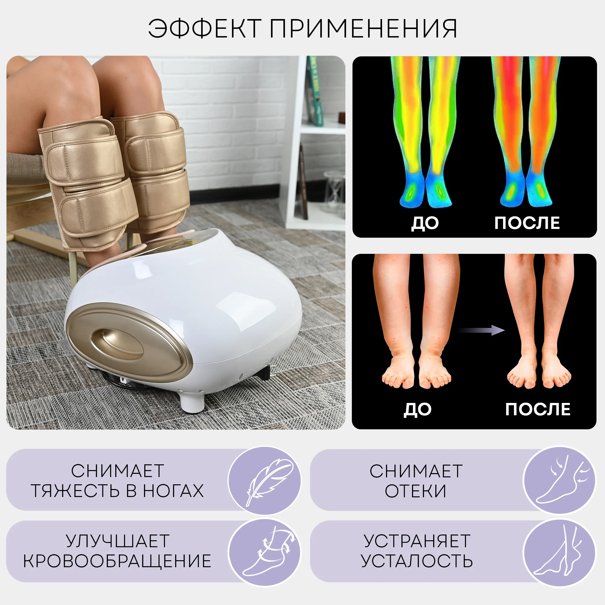 Массажер для ног с подогревом и компрессионными манжетами 3 в 1 PLANTA MF-11