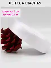 Белый лента атласная, ширина 2 см, длина 22 м, 1 рулон