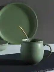 Кружка, 400 мл, 12,5х9,5х9,5 см, керамика, оливковый