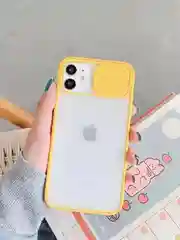 Желтый чехол для айфон (iPhone) 11 Pro Max 12, 13, 14 Plus с защитой для камеры, пластиковый