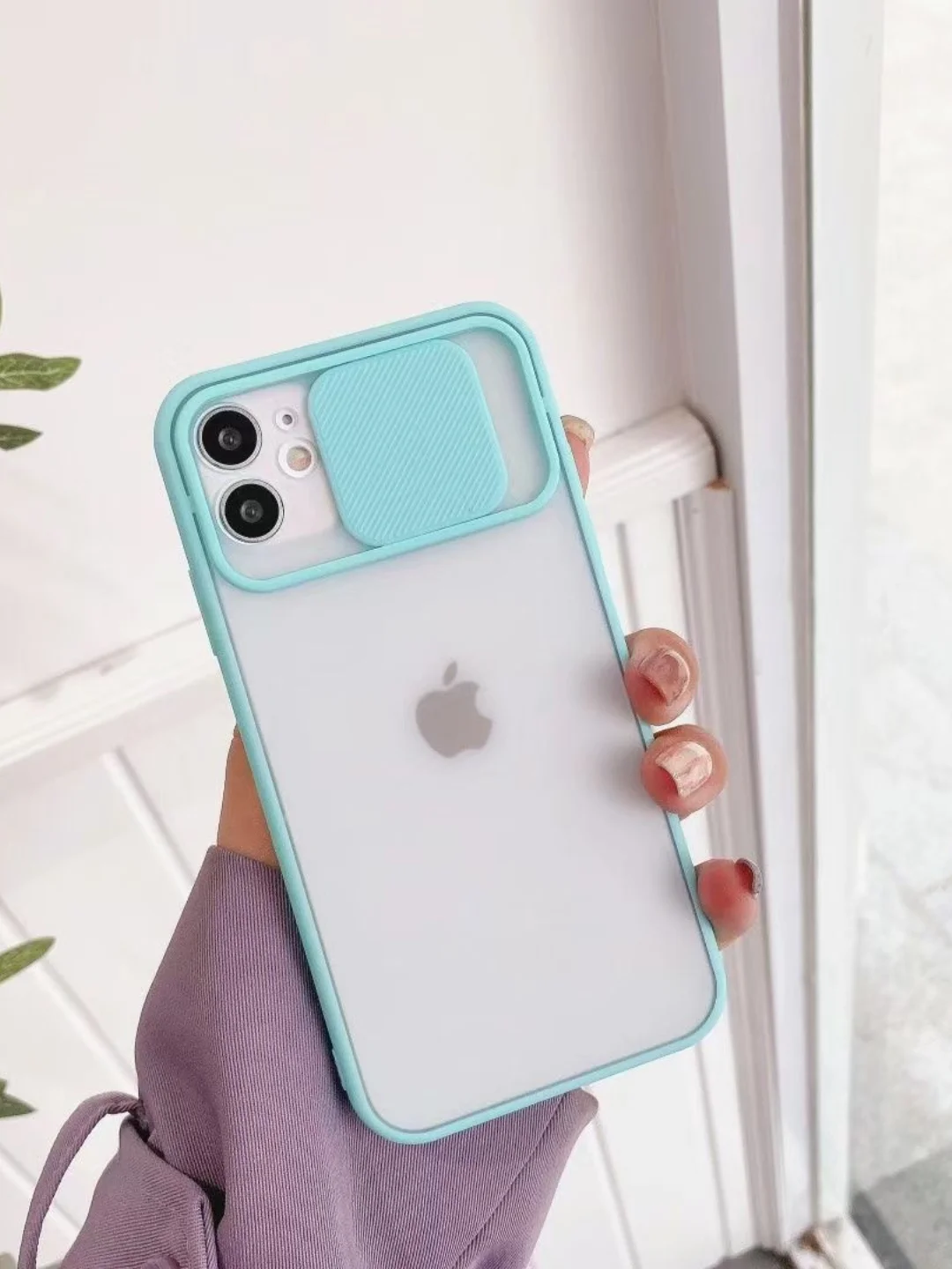 Бирюзовый чехол для айфон (iPhone) 11 Pro Max 12, 13, 14 Plus с защитой для камеры, пластиковый