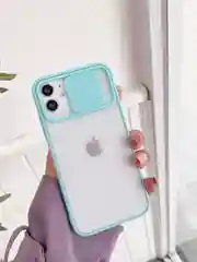 Бирюзовый чехол для айфон (iPhone) 11 Pro Max 12, 13, 14 Plus с защитой для камеры, пластиковый