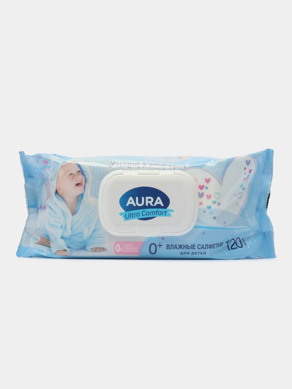 Детские влажные салфетки AURA 120шт