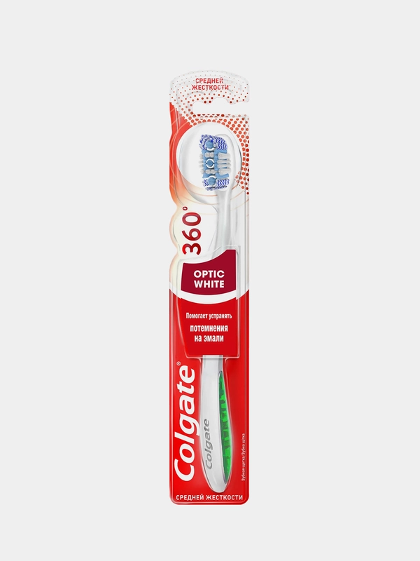 Зубная щетка Colgate "360 Optic White", средней жесткости