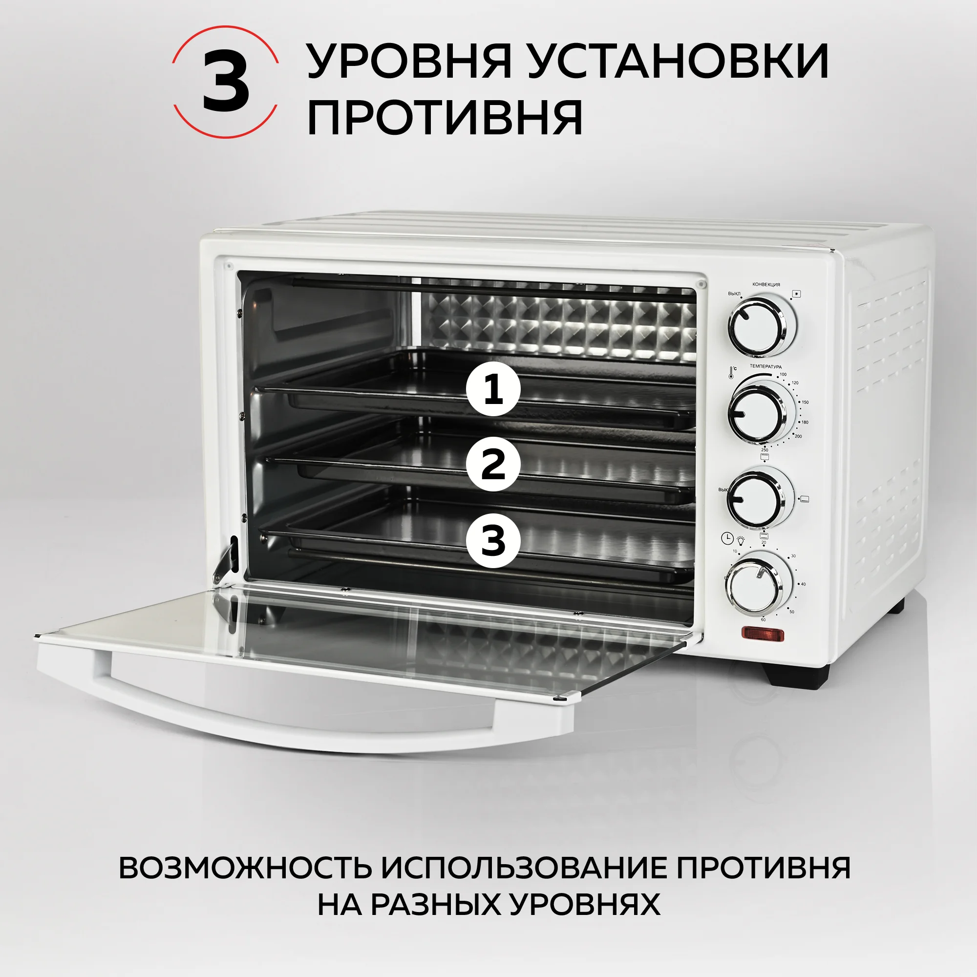 Многофункциональная мини-печь GFGRIL GFO-30W, 1600 Вт, конвекция