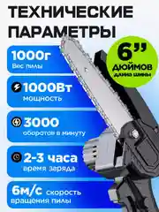 Пила цепная аккумуляторная / сучкорез с 2 аккумуляторами 6 дюймов