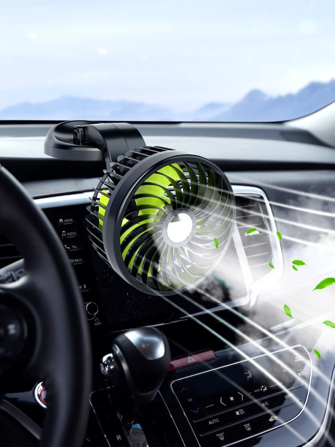 Желтый вентилятор автомобильный 12V, 24V, настольный от USB
