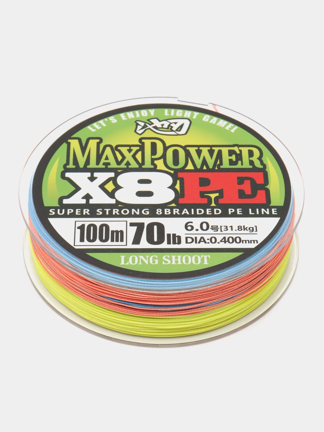 Разноцветный рыболовная леска, шнур плетёный MAX POWER, 8 жил, 100 м, 9 диаметров, 3 цвета
