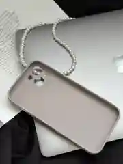 Бежевый меланж чехол на iPhone 13, со стеклянной панелью и защитой камеры