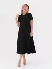 Черный платье женское с ярусами трикотажное