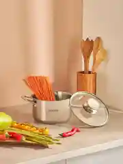Кастрюля 16х9,5 см. 1,9 л. со стеклянной крышкой, индукция