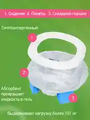 Голубой горшок детский складной дорожный 3в1 для малышей HandyPotty
