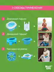 Голубой горшок детский складной дорожный 3в1 для малышей HandyPotty