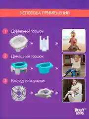 Серый горшок детский складной дорожный 3в1 для малышей HandyPotty