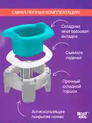 Серый горшок детский складной дорожный 3в1 для малышей HandyPotty