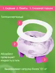 Фиолетовый горшок детский складной дорожный 2в1 для малышей HandyPotty