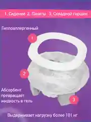 Серый горшок детский складной дорожный 2в1 для малышей HandyPotty