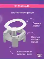 Серый горшок детский складной дорожный 2в1 для малышей HandyPotty