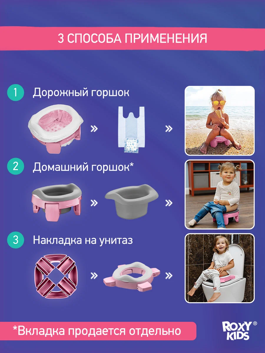 Конфетный горшок детский складной дорожный 2в1 для малышей HandyPotty