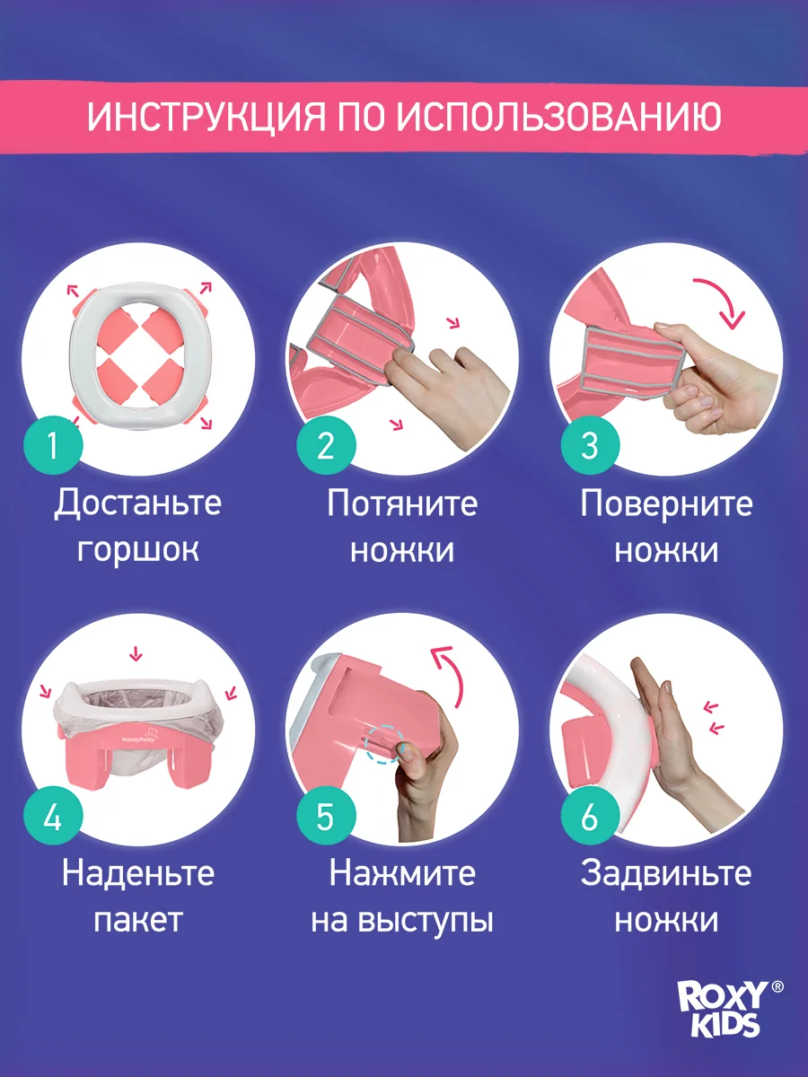 Конфетный горшок детский складной дорожный 2в1 для малышей HandyPotty