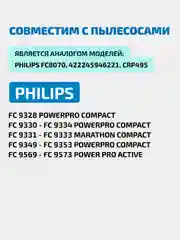 HEPA фильтр Filtero FTH 74 для пылесосов Philips FC 9328, FC 9333, FC 9350, FC 9352
