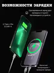 Фиолетовый беспроводной повербанк, внешний аккумулятор, MagSafe зарядка, 5000, 10000 mAh