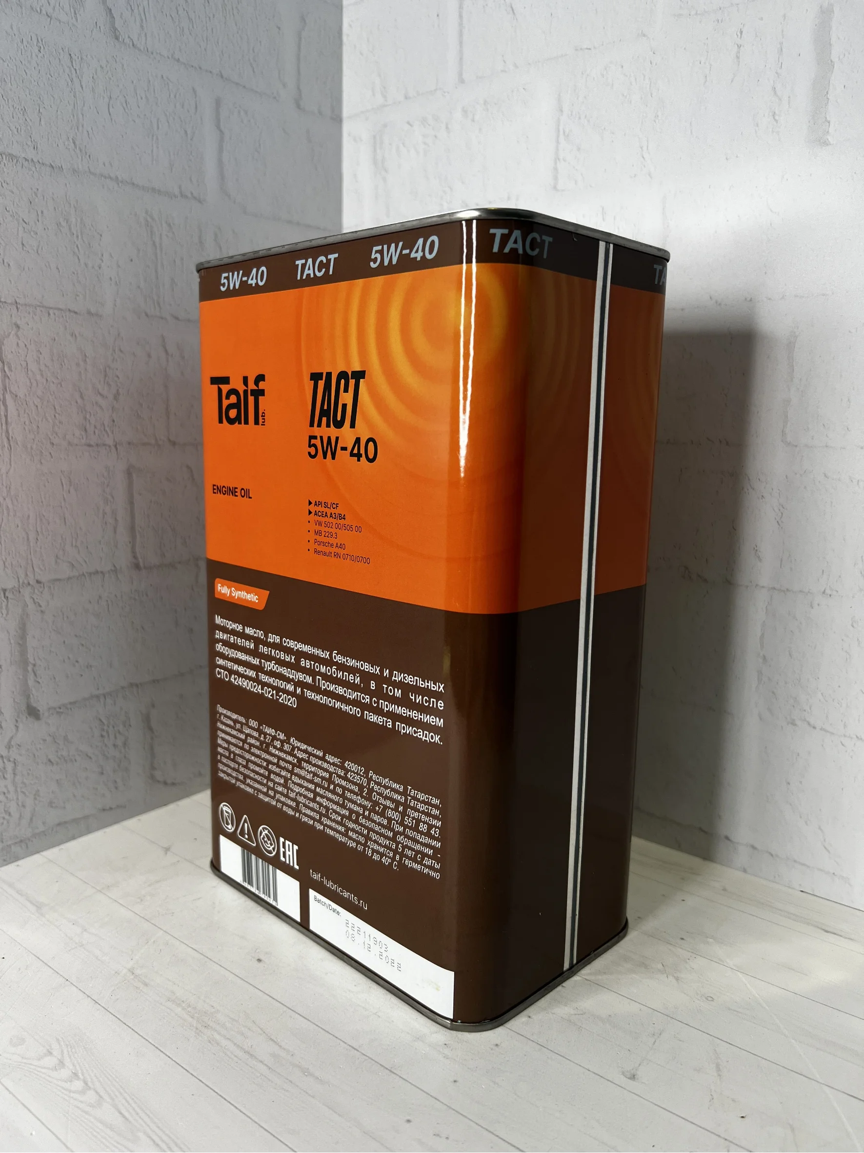 Моторное синтетическое масло TAIF TACT 5W-40, A3/B4, 4л