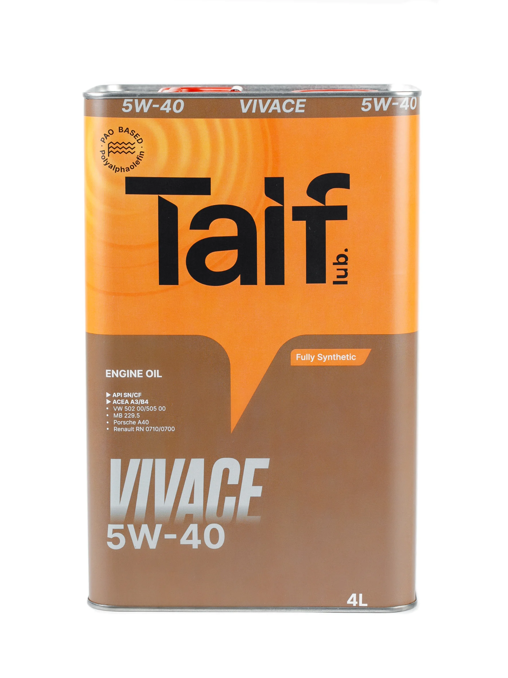 Синтетическое моторное масло Taif Vivace 5W-40 SN/CF 4л