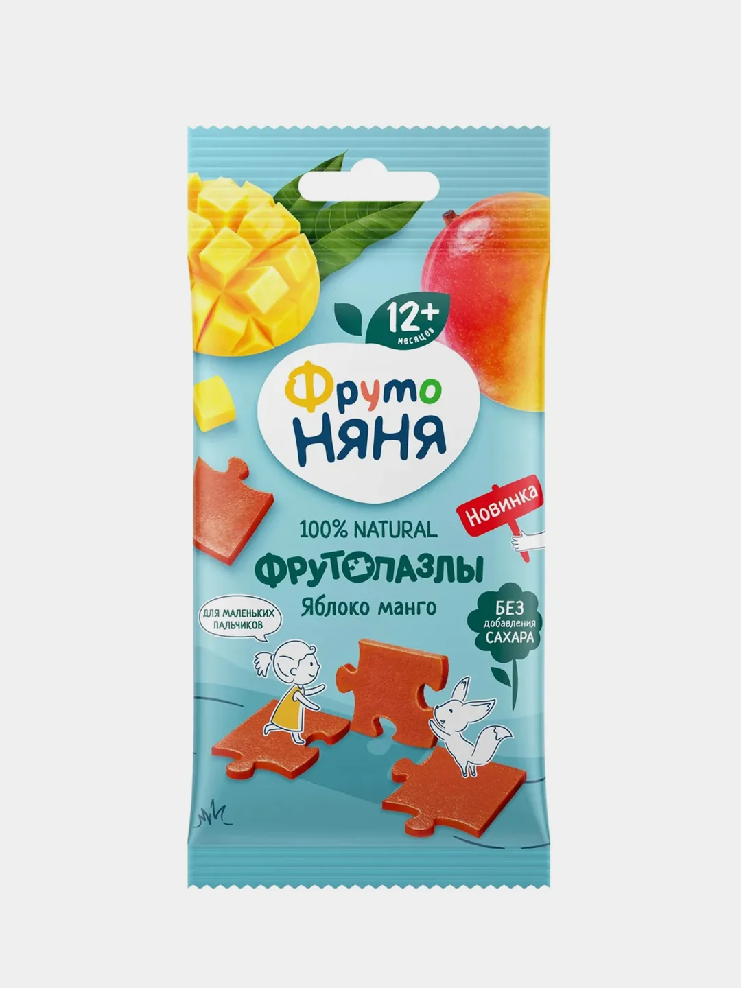 Фруктовые кусочки ФрутоНяня Пазлы яблочно-манговые, с 12 месяцев, 20г