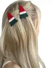 Багровый вязаные заколочки , 2 штуки