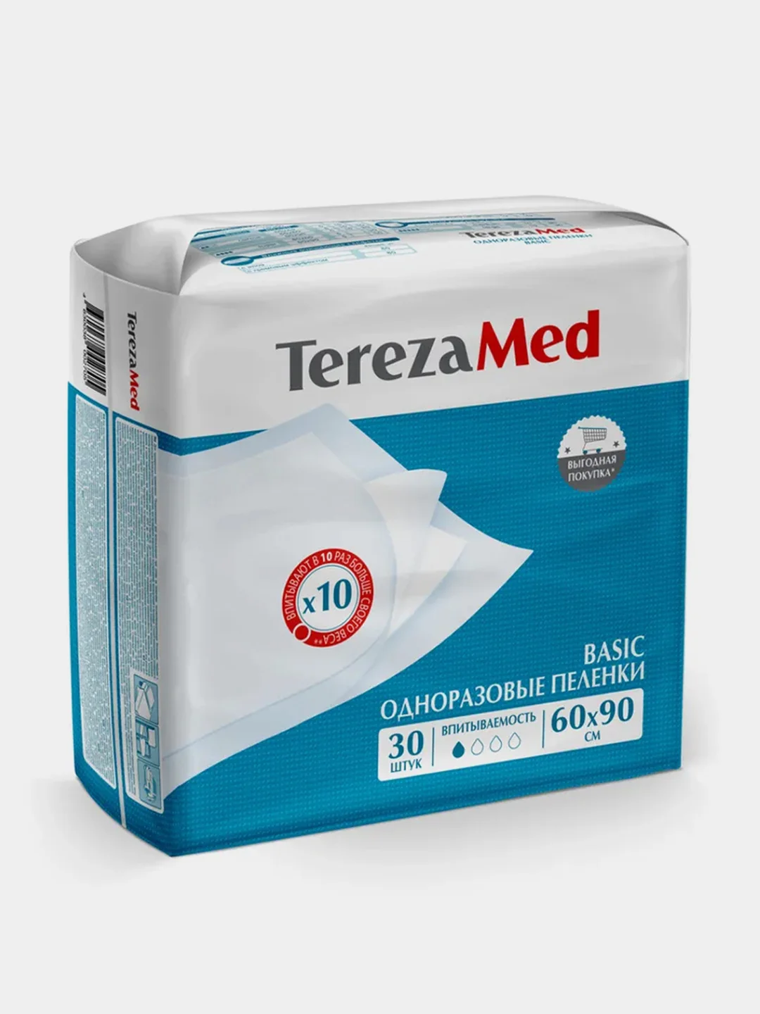Пеленки одноразовые TerezaMed Basic, 60x90 см, 30 штук