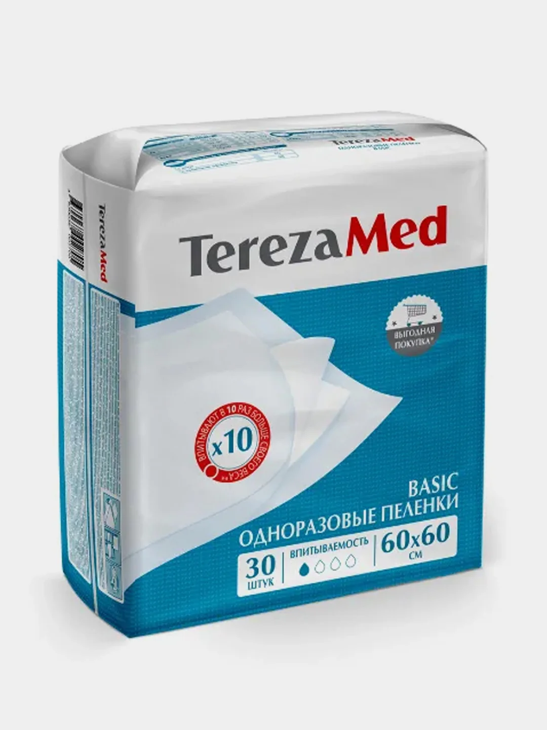 Пеленки одноразовые TerezaMed Basic, 60x60 см, 30 штук
