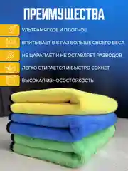 Набор полотенец для автомобиля 30х40см. Тряпка для авто. Микрофибра двусторонняя