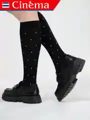 Черный плотные гольфы из микрофибры с рисунком