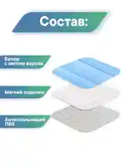 Небесно-голубой коврик для туалета с вырезом "Велюр" 50х50 см, ВИЛИНА