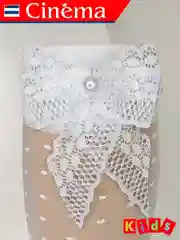 Белый капроновые гольфы нарядные, в горошек, с бантиком