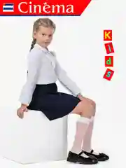Белый капроновые гольфы нарядные, в горошек, с бантиком