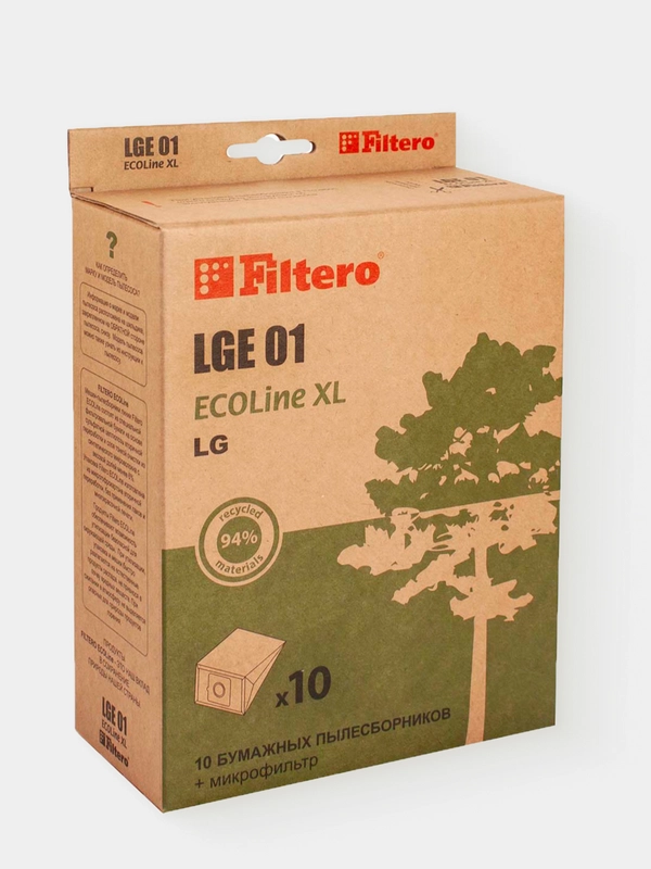 Мешки-пылесборники Filtero LGE 01 ECOLine XL для LG, Scarlett, бумажные, 10 штук+фильтр
