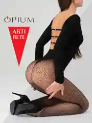 Черный бесшовные фантазийные колготки в сетку с рисунком