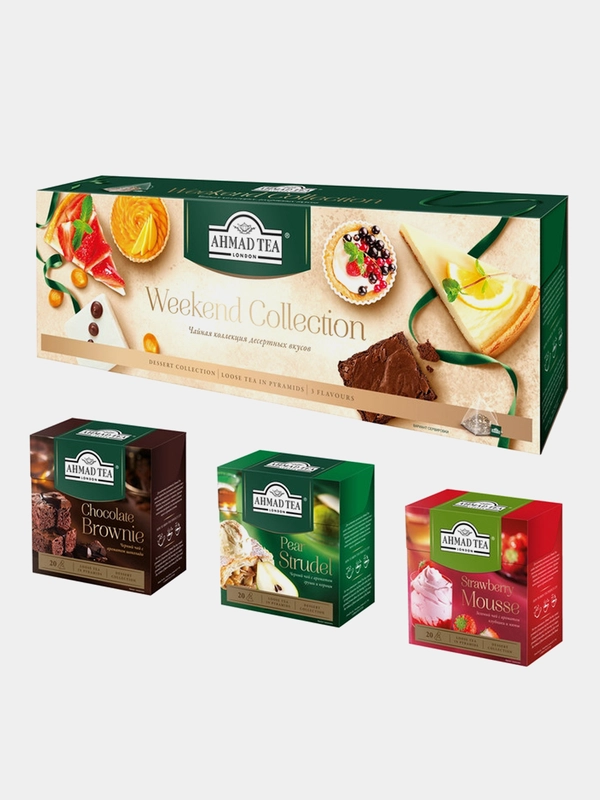 Чай Ahmad Tea Weekend Collection, в подарочной упаковке, 3 вкуса, 20 пирамидок х 1,8 г