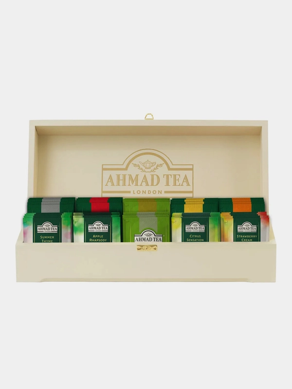 Чай в подарочной упаковке "Ahmad Tea" Коллекция в шкатулке из дерева,  пакетики 100 х 2 г