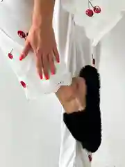 Разноцветный шелковая пижама женская, вишня