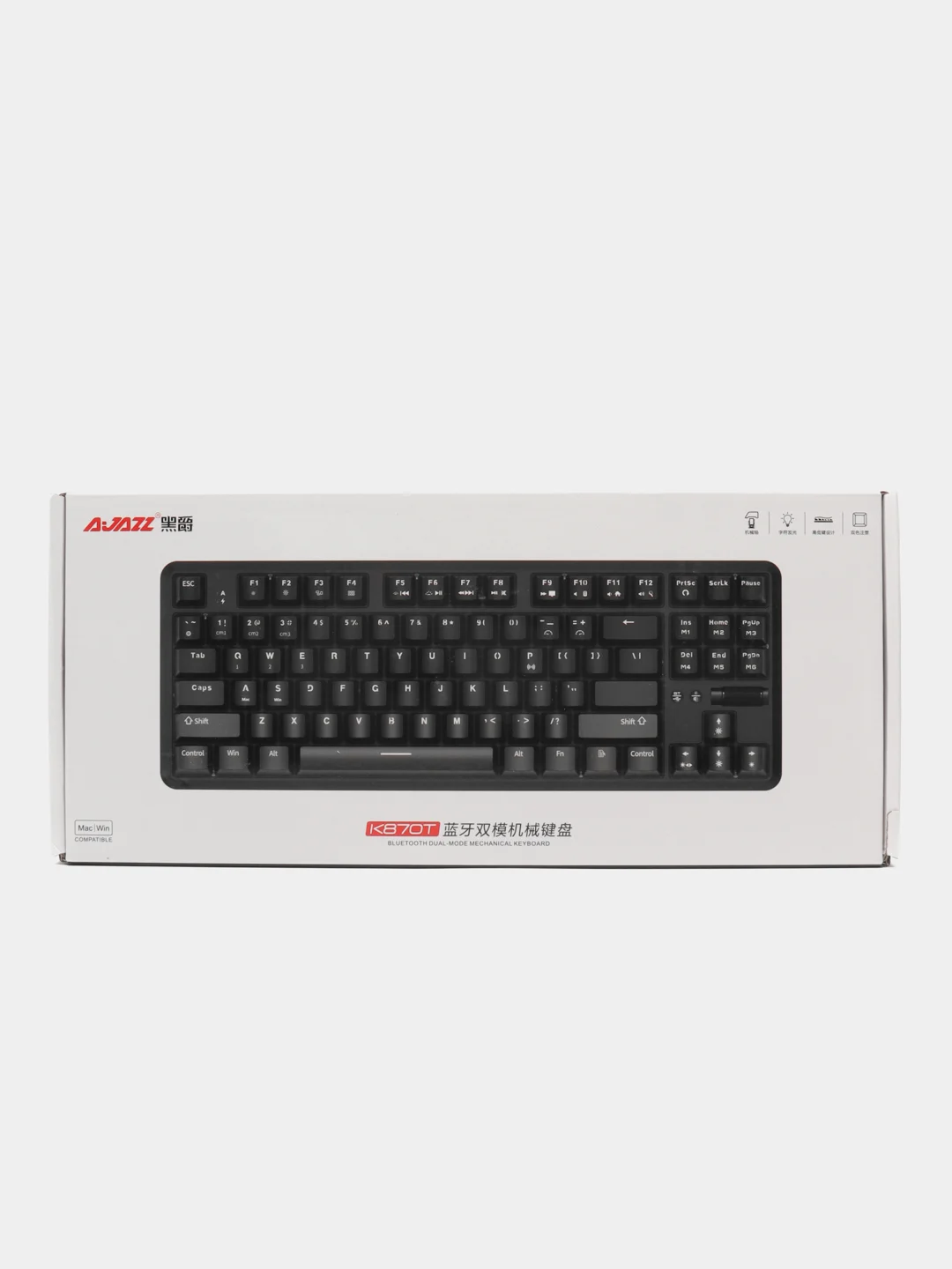 Клавиатура беспроводная, проводная A-Jazz K870T, Brown Switch, чёрная