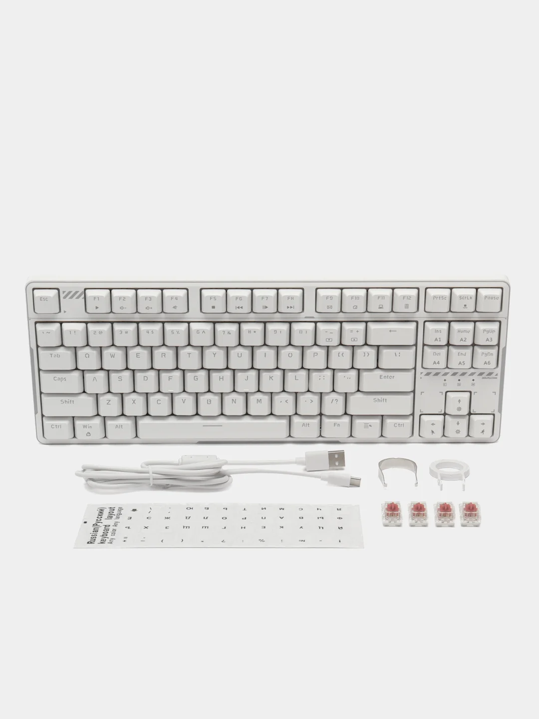 Белый клавиатура проводная A-Jazz Douyu DKM160, Red Switch, белая