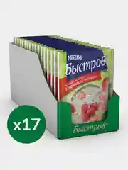 Каша Быстров Клубника с Молоком, овсяная, 17 штук по 40 г