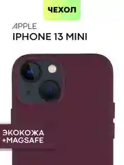 Чехол MagSafe для iPhone 13 Mini кожаный BROSCORP с защитой камер, микрофиброй, экокожа